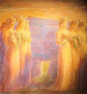 处女的葬礼， 作者 加埃塔诺·普雷维亚蒂（Gaetano Previati）