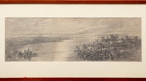 科莫湖支流（纸上铅笔） 作者 加埃塔诺·普雷维亚蒂（Gaetano Previati）