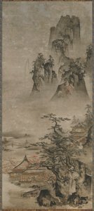 景观：山峦、溪流和房屋 作者 佐久学夫