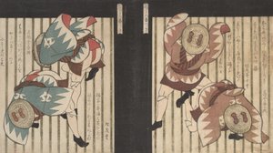 两个穿棕色大衣的男人，还有带棕色蝴蝶结的草帽。 作者 学亭