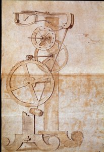 钟表是意大利天文学家和物理学家伽利略-伽利莱（1564-1642）在1638年研究的一种称重摆，用于测量时间。绘图。佛罗伦萨，国家图书馆 作者 伽利略伽利略