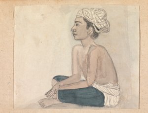 腿上盖着蓝布的男人 作者 Gangaram Chintaman Tambat