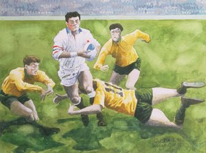 橄榄球比赛：1991年世界杯决赛中英格兰队对阵澳大利亚队，Will Carling被解决（wc）