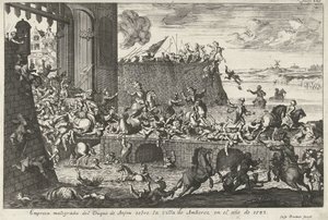 安特卫普的法兰西狩猎，1583 年
1583 年，安茹公爵在安贝雷兹镇的失败行动（标题见实物）