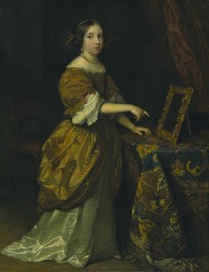 站在镜子前的女孩，1668年。 作者 加斯帕·内舍尔