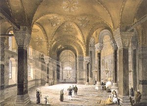 圣索菲亚大教堂，图版5：北门，由路易斯-哈格（1806-85）雕刻，1852年出版（石印）。 作者 加斯帕德（后）福萨蒂