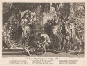 托米里斯将赛勒斯的头浸入一碗血中 作者 Gaspard Duchange（归属于）