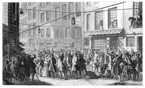 昆坎波克斯街（Quincampoix Street），巴黎，1718年，1885年。