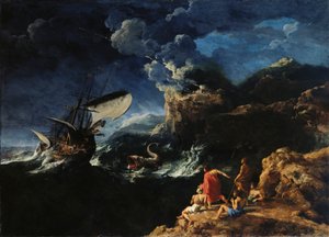 海景与约拿和鲸鱼 作者 加斯帕·杜格特