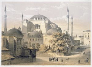 Haghia Sophia，板块19：清真寺的外观，由Louis Haghe（1806-85）雕刻，1852年出版