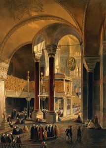 Haghia Sophia，盘子8：帝国画廊和盒子，由Louis Haghe（1806-85）刻着1852年出版