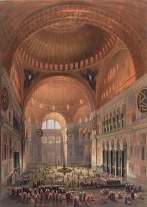 内部的Haghia Sophia，君士坦丁堡，酒吧。 1852年