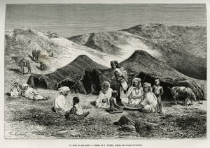 我的导游的nezla（亲戚）。G.Vuillier的版画，用于说明阿尔及利亚的撒哈拉，由V.Largeau于1874-1878年绘制，发表在《世界之旅》上，由Edouard Charton（1807-1890）指导。