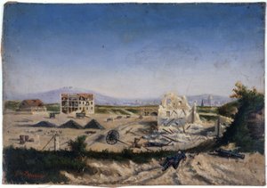 凡夫堡，1870 年战争期间，约 1870 年（布面油画） 作者 加斯顿·德·拉佩里埃