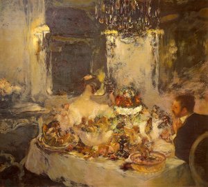 香槟，由 Gaston La Touche (1851-1913)，布面油画