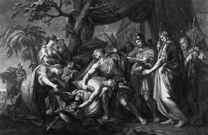 阿基里斯感叹Patroclus的死亡，由Domenico Cunego雕刻，1764年