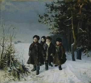 从学校回来，1884年 作者 加夫里尔·费奥多罗维奇·雷巴科夫