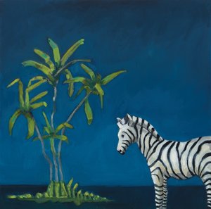 斑马与棕榈树，2019 年（布面油画）
