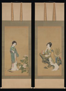 延吉与兰花，杨贵妃与牡丹，1785年。 作者 元气