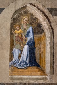 内部：“加冕的麦当娜与孩子和天使”，由 Gentile da Fabriano 绘制 作者 真蒂莱·达·法布里亚诺