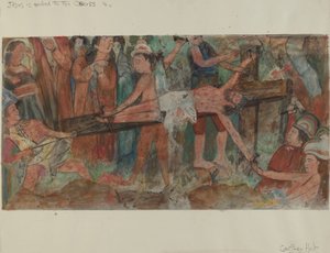 十字架第11站：耶稣被钉在十字架上，约1936年。