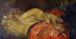 "Nu allonge" (Reclining nude) Peinture de George hendrik Breitner (1857-1923) - ca 1887 - Oil on canvas - Dim 134x224.5 cm Gemeentemuseum Den Haag (La Haye) Pays Bas