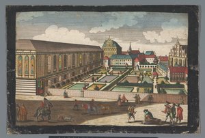 弗罗茨瓦夫的皇宫和卡普钦修道会修道院景观
Das Könige Palatium, samt dem Capuciner und Minoritten Closter zu Breslau（标题见实物）