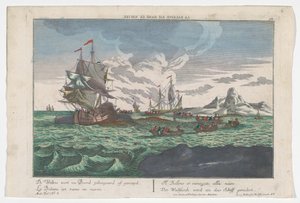 鲸鱼划向船只的景象
Der Wallfisch wird an das Schiff gerudert（物上标题）
格陵兰岛附近捕鲸（系列标题） 作者 无名氏