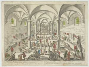 根据军备展览会的书面证明，约1750年，d.un武器库的当事方代表制（手工雕刻版画） 作者 Georg Balthasar Probst