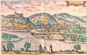 斯洛伐克布拉迪斯拉发 - 格奥尔格-布劳恩（Georg Braun）1617 年创作的 "Civitates Orbis Terrarum"，科隆 作者 乔治·布劳恩