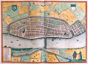 荷兰坎彭和伊塞尔河--格奥尔格-布劳恩（Georg Braun）1617 年创作的《地球公民》（Civitates Orbis Terrarum）中的内容，科隆 作者 乔治·布劳恩