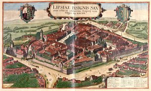 德国莱比锡（利普西亚）--载于格奥尔格-布劳恩所著的《Civitates Orbis Terrarum》，科隆，1617 年 作者 乔治·布劳恩
