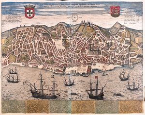 葡萄牙里斯本 - 格奥尔格-布劳恩（Georg Braun）1617 年在科隆创作的 "Civitates Orbis Terrarum "一书中 作者 乔治·布劳恩