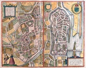 法国内韦尔，载于格奥尔格-布劳恩 1617 年创作的 "Civitates Orbis Terrarum"，科隆 作者 乔治·布劳恩