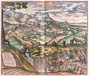 意大利韦莱特里--载于格奥尔格-布劳恩 1617 年创作的《Civitates Orbis Terrarum》，科隆 作者 乔治·布劳恩