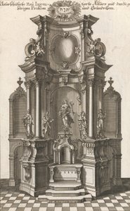 纪念性祭坛的设计，板块c来自 "Unterschiedliche Neu Inventier..."，约1750-56年印刷。 作者 乔治·戈特弗里德·温克勒
