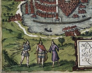 乔治-布劳恩（1541-1622 年）。亚伯拉罕-奥特留斯（1527-1598 年）。弗朗茨-霍根伯格（1535-1590 年）。Civitatis Orbis Terrarum (Theatrum orbis terrarum).1572-1617.墨西哥城（1576 年）。阿兹特克人细节。蚀刻版画。西班牙。卡斯蒂利亚和莱昂。萨拉曼卡。萨拉曼卡大学 作者 Georg Hogenberg Franz (1535 90) & Ortelius Abraham (1527 98) Braun