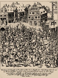 费特米尔奇起义。1614年8月22日对法兰克福犹太街的掠夺，约1616-1617年 作者 乔治·凯勒