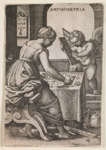 算术》，选自 "文科 "系列，约 1541 年（版画） 作者 乔治·彭茨