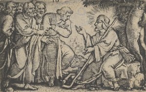 基督对门徒说话，摘自《基督的故事》，1534-35。 作者 乔治·彭茨