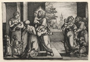 基督与小孩子，c。 1548。 作者 乔治·彭茨