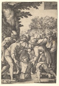约瑟夫（Joseph）由他的兄弟从1546年的《约瑟夫的故事》（The Story of Joseph）系列中放下水井。 作者 乔治·彭茨