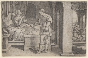 托比奥卢斯做的赎罪祭，来自《托比亚斯的故事》，1543年。 作者 乔治·彭茨