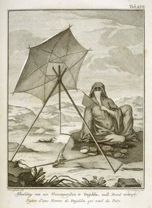 Dsjidda在沙漠中制作大饼的女人，由CJ de Huyser刻，发表于c.1772-74 作者 乔治·威廉·鲍恩费因德