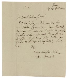 给耶布（Georguder Ramann）（爱尔福特的葡萄酒商人）的亲笔签名信 作者 乔治·威廉·弗里德里希·黑格尔