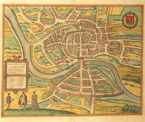 布里斯托尔地图，来自乔治-布劳恩的Civitates Orbis Terrarum。 作者 弗兰斯