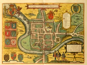乔治-布劳恩的Civitates Orbis Terrarum中的切斯特地图 作者 弗兰斯