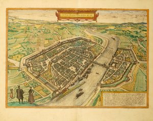 法兰克福地图来自Georg Braun的Civitates Orbis Terrarum。 作者 弗兰斯