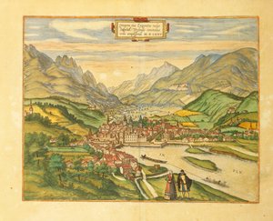 因斯布鲁克地图，来自Georg Braun的Civitates Orbis Terrarum。 作者 弗兰斯