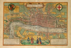 乔治-布劳恩的伦敦地图（Civitates Orbis Terrarum）。 作者 弗兰斯